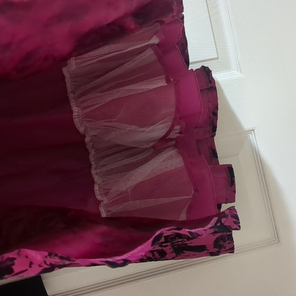 Jona Michelle Girls Formal Party Wedding Hot Pink Black Velvet Flowers Dress - Picture 3 of 9